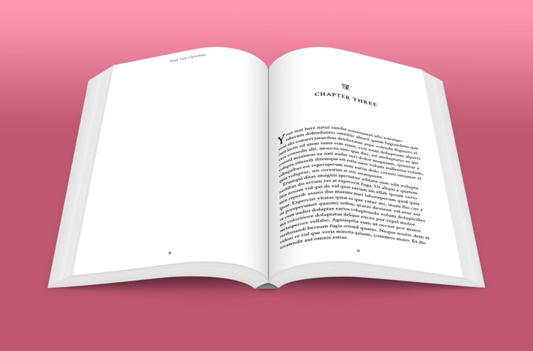 InDesign book template for novel. Inside pages. Typesetting template.