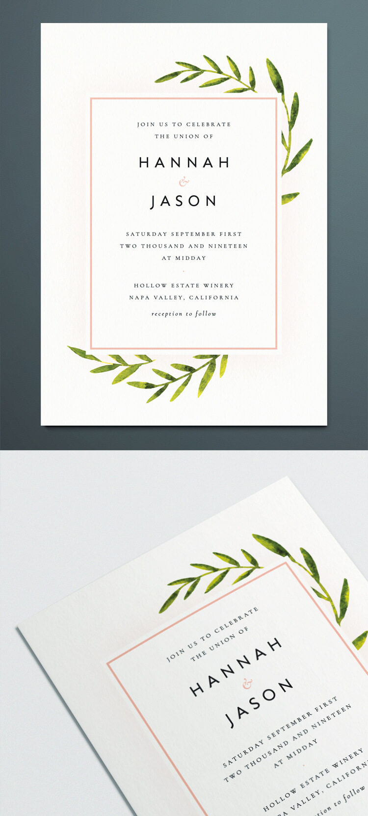 InDesign Wedding Invitation Template with Botanical vintage illustration. Free downloadable design for DIY wedding invite.